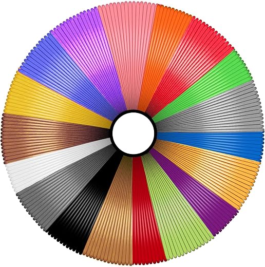 INDIKONB 18 Colors 3D Pen Filament Wire Refills 1.75 mm PLA Pack | Includes 12 x 5 m Opaque Colours and 6 x 3 m Metallic 3...