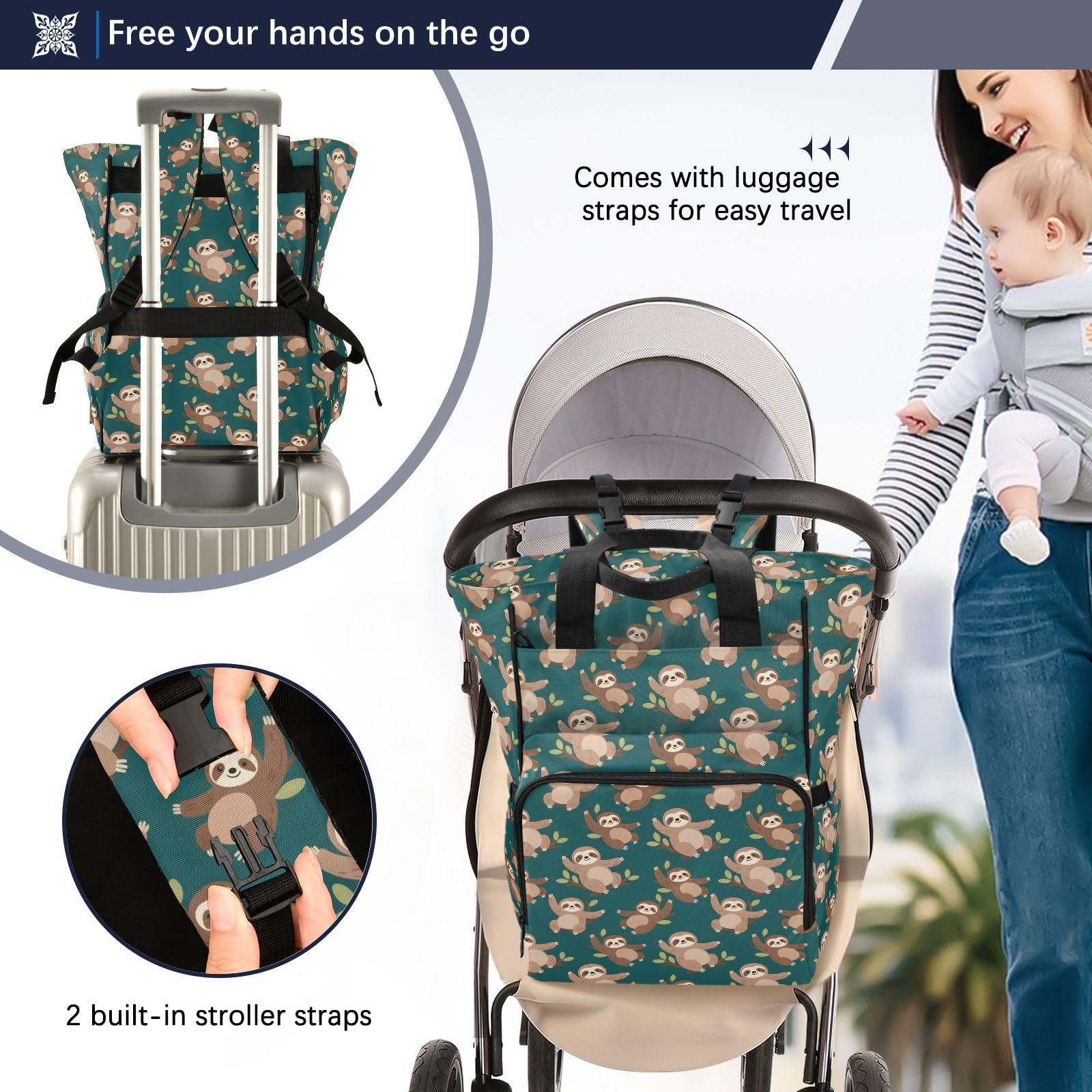 Mnsruu Solth Pattern Baby Diaper Bag Zaino Grande Borsa Impermeabile Viaggio Pannolino Borse per Mamme e Papà