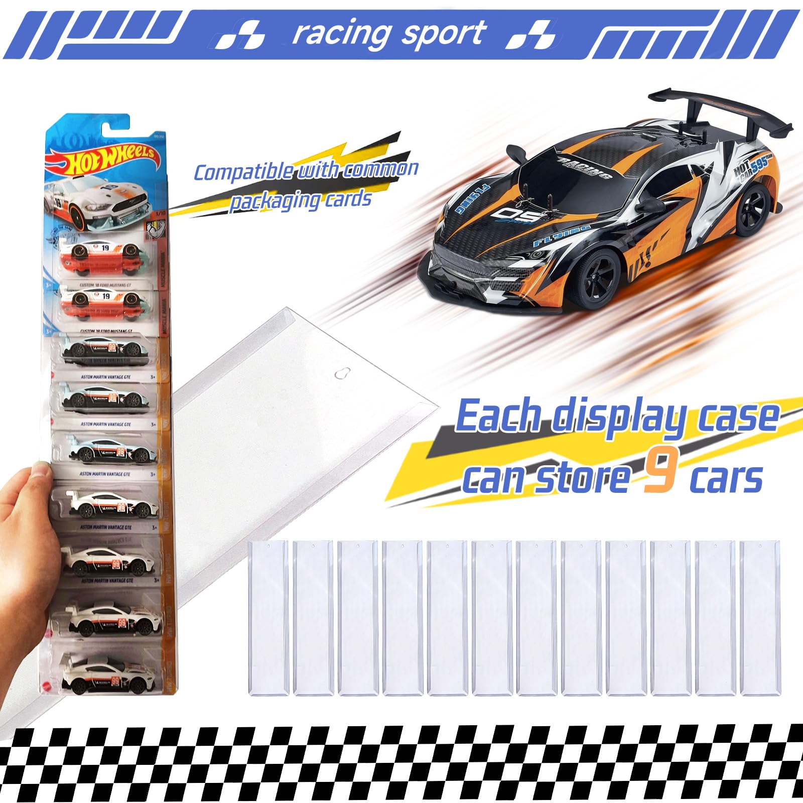 12 Pack Model Car Storage Display Case – Wall-Mounted Clear Organizer (4.4