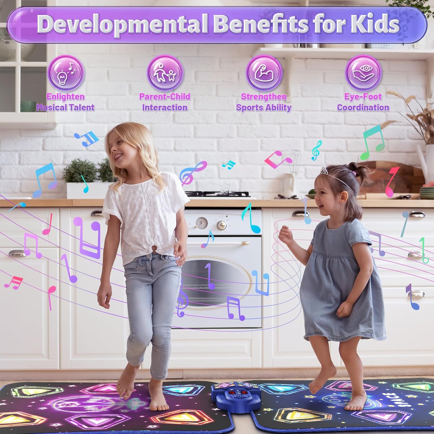 WAYKEE Dance Mat Toys for 3-12 Year Old Kids, Kids Dance Mat with Light-up 12-Button & 5 Game Modes, 2 Player Electronic Dance Pad Toys, Birthday Xmas Gifts for 3 4 5 6 7 8 9 10+ Year Old Girls Boys - Image 4