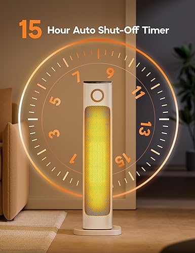Miniatura 4 de Calentador de espacio para interiores, calentadores eléctricos de 1500 W para interiores con control remoto, oscilación de 80, temporizador de 15