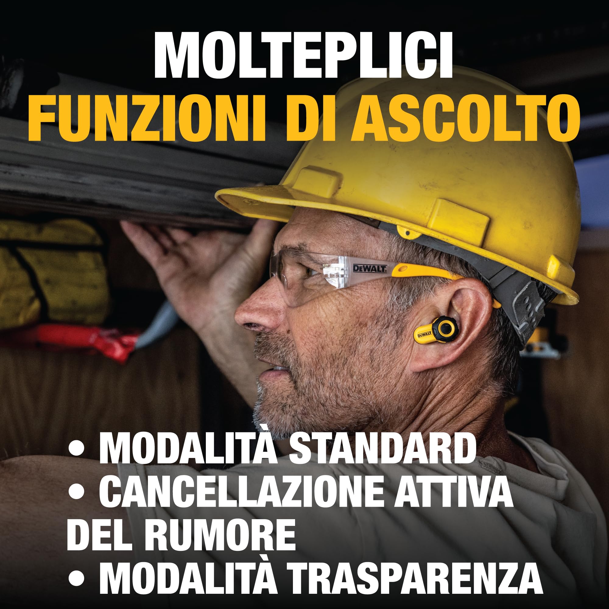 DEWALT - Auricolari Bluetooth Jobsite Pro X2 ANC completamente wireless, auricolari da lavoro con riduzione del rumore fino a 38 dB, controlli a rotazione, autonomia di 10 ore (più di 40 con la