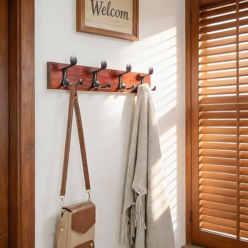 Miniatura 95 de SKOLOO Perchero de madera blanca de 17 pulgadas con 3 ganchos triples, ideal para entradas familiares, aulas y almacenamiento de suministros para