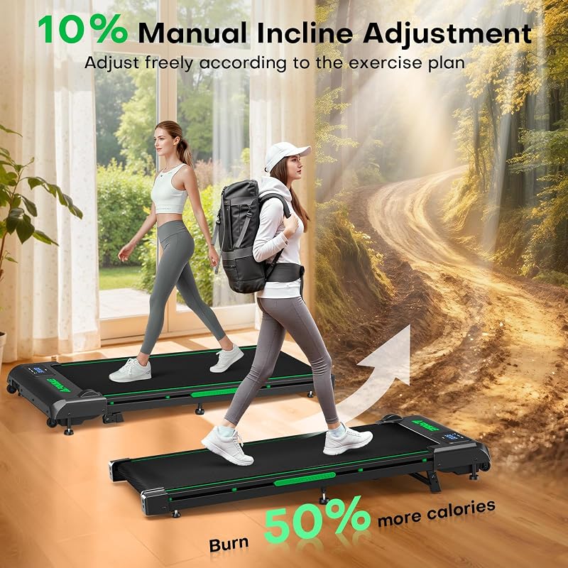 FOUSAE Walking Pad Treadmill, 6.2MPH Under Desk Walking Pad with 10% Incline, Treadmills for Home with Double Frame, 2.75HP Brushless Drive, 12 HIIT Programs, Remote Control, 350LBS Capacity image 4
