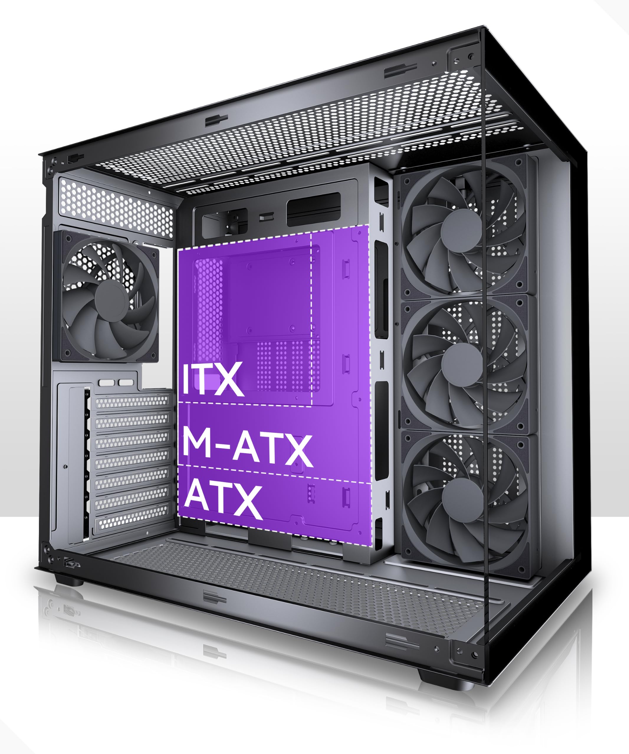 MUSETEX Y6 Caja PC ATX Torre Mediana Gaming con Tipo-C Cristal Templado 270° Negro