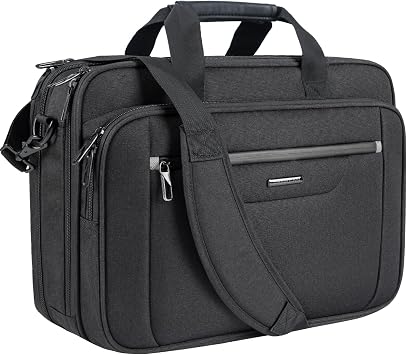 VANKEAN Laptop Briefcase Premium Laptop Case Fits Up to 17.3 Inch Business Shoulder Bag Laptop Expandable Water-Repellent Messenger Bag for Men/Women Computer Bag for Travel/Business/Black-Grey