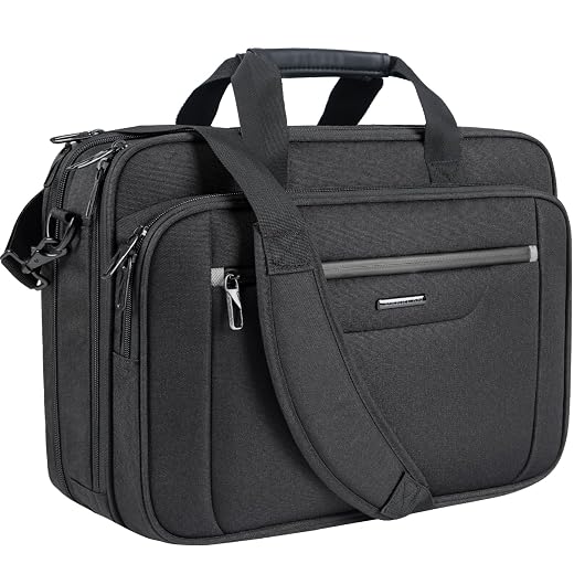 VANKEAN Laptop Briefcase Premium Laptop Case Fits Up to 17.3 Inch Business Shoulder Bag Laptop Expandable Water-Repellent Messenger Bag for Men/Women Computer Bag for Travel/Business/Black-Grey