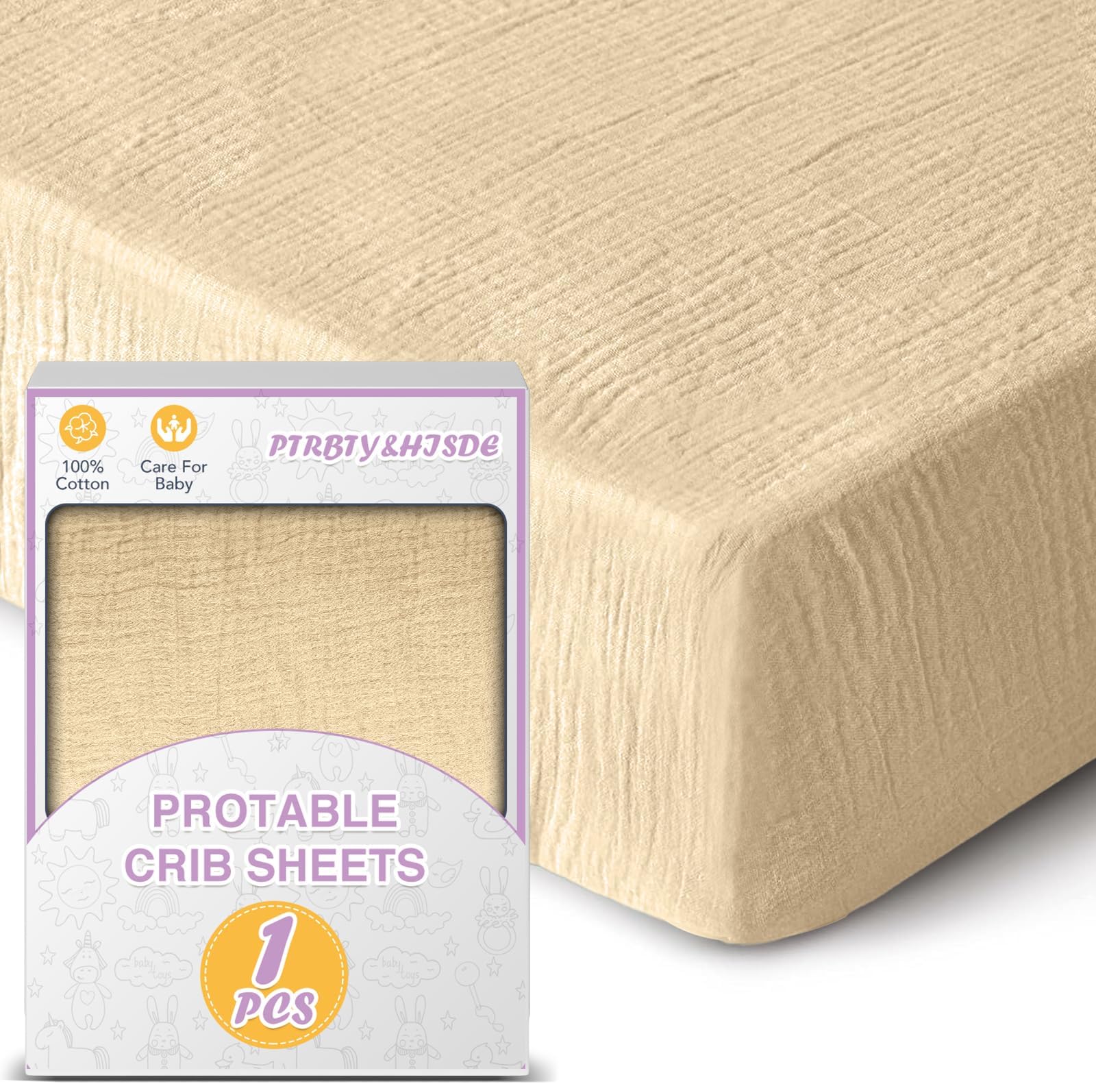 Muslin Crib Sheets, Soft Baby Sheets for Crib, Fitted Crib