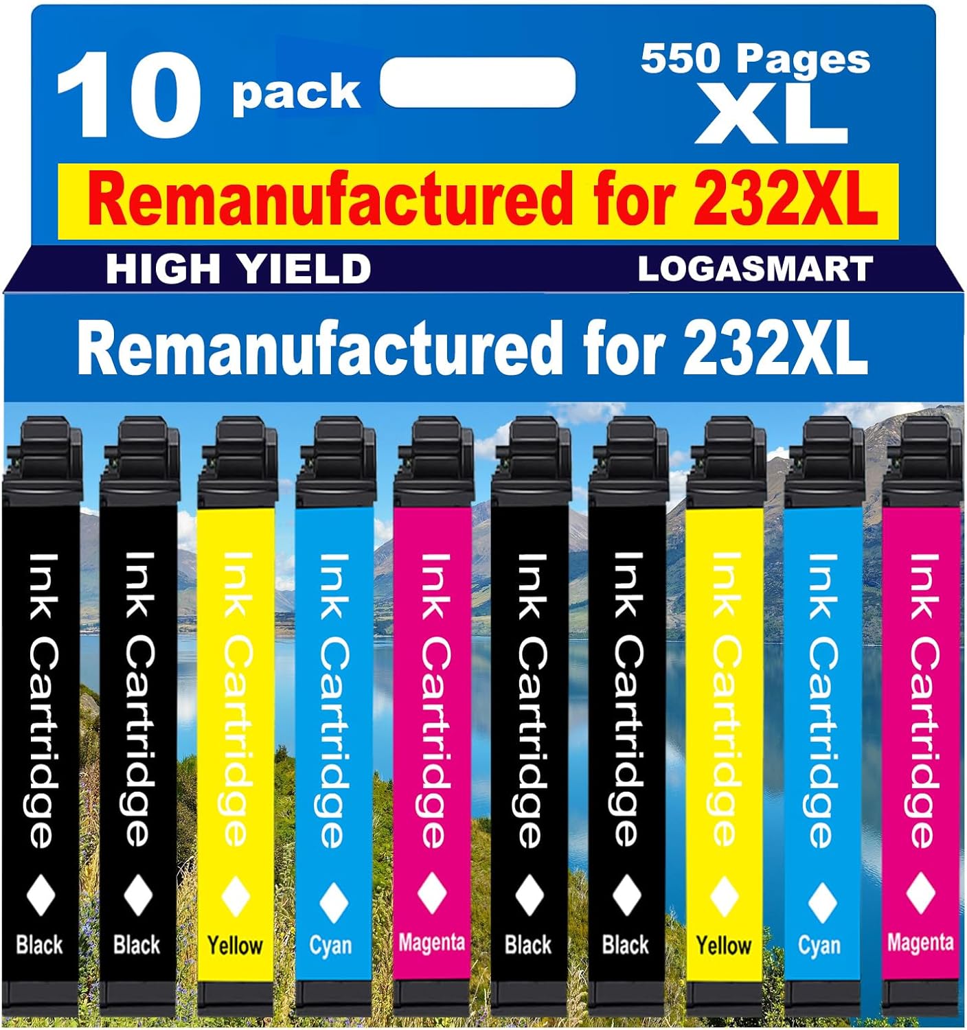 for 232XL Remanufactured for Epson 232XL Ink Cartridges Combo Pack for 232 XL T232 XL for XP-4200 XP-4205 Workforce WF-2930 WF-2950 Printer 10pack