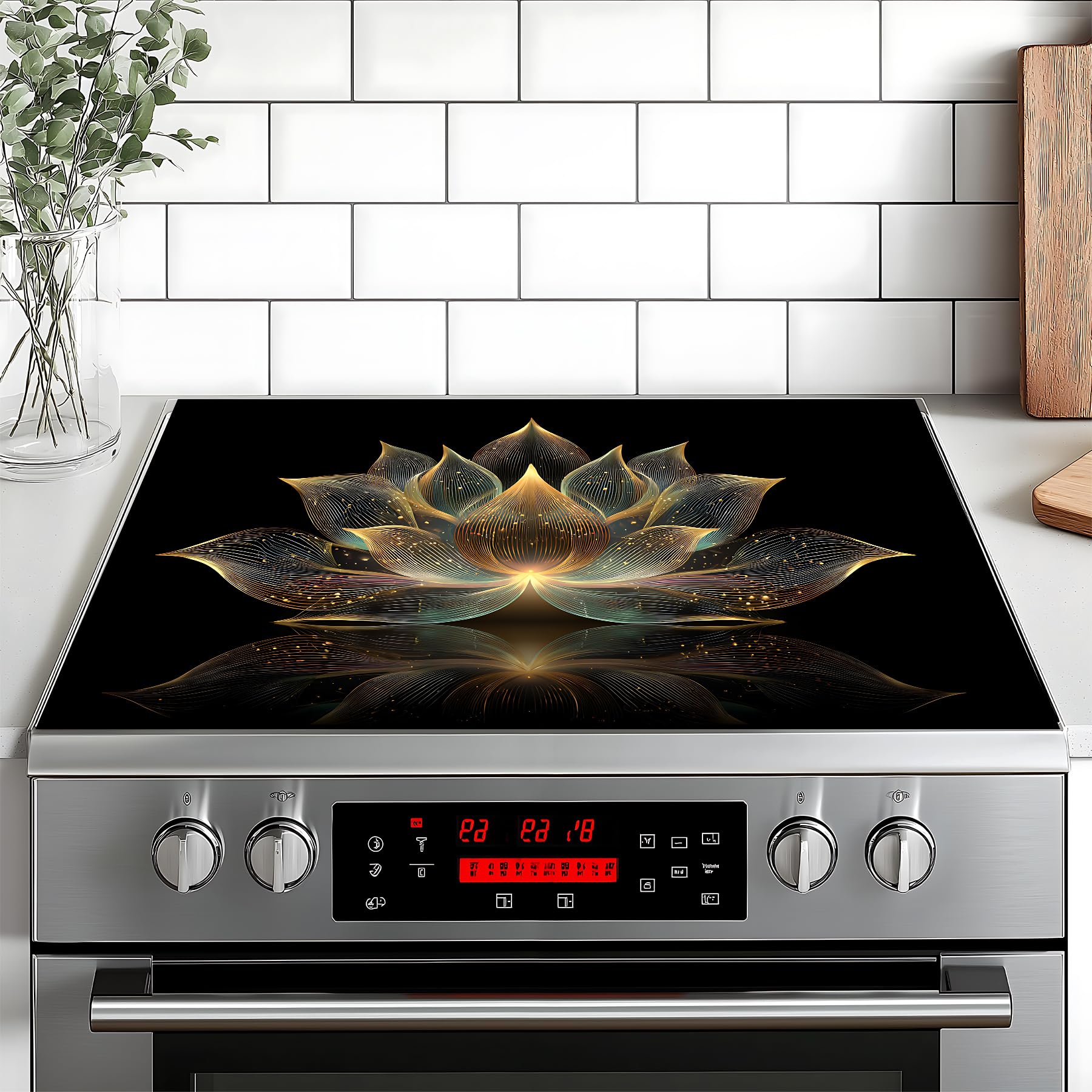 Stove Top Cover for Home Decoration Kitchen Pad Washable Cooktop Covers Countertop Stove Protector Mat for Home Kitchen Cooktops (lotus, 28"x20")