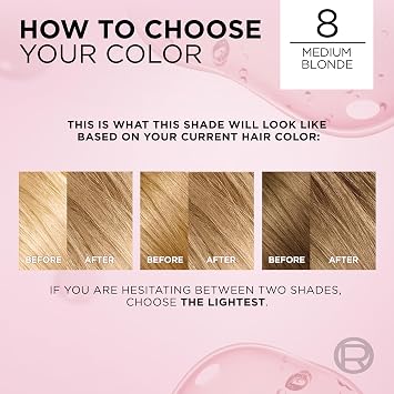 L'Oreal Paris Excellence Creme Permanent Hair Dye, Triple Care Hair Color with Hyaluronic Acid for 100% Gray Coverage, 8 Medium Blonde, 1 Kit (Packaging May Vary)