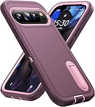 BaHaHoues for Google Pixel 9 Case with Built in Kickstand, Shockproof/DropProof Military Grade Protective Cover for Google Pixel 9/Pixel 9 Pro (Night Purple/Baby Pink)