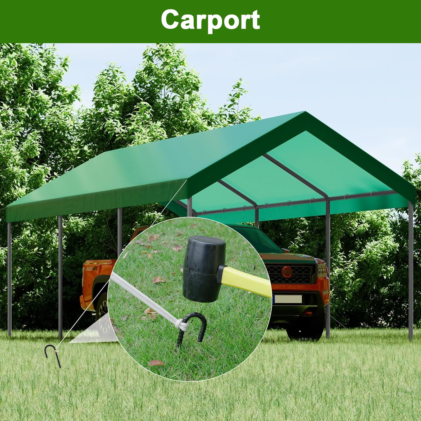 AAGUT Bewehrungsstäbe, 91,4 cm, J-Haken, 1,27 cm, Gartenpfähle, strapazierfähig, 20 Stück | Extra lange Zeltheringe, Metall-Bodenanker mit Meißelspitzenende für Carport, Bäume, Maschendrahtzaun, Camping, Gewächshaus