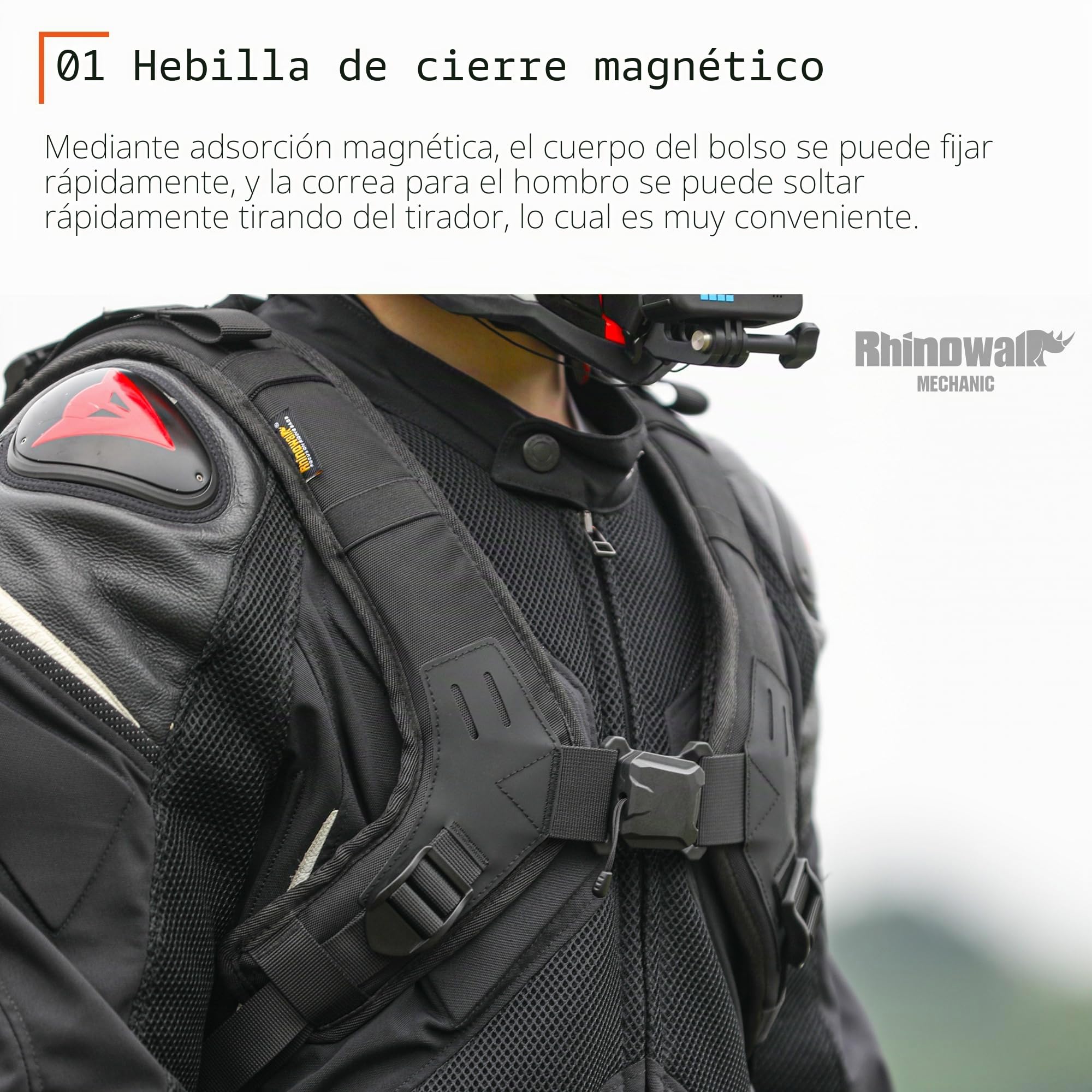 Rhinowalk Mochila para moto con soporte para casco, protección contra la lluvia, con bolsa de hidratación, orificio para moto, mochila para bicicleta, mochila deportiva, mochila para portátil para