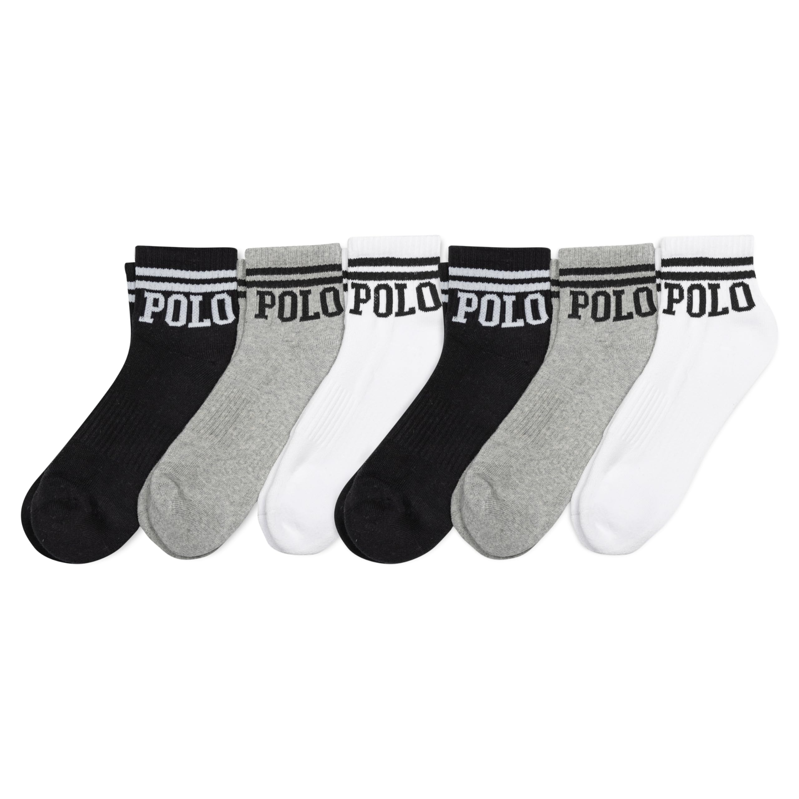 POLO RALPH LAUREN Men's Classic Sport Solid Ankle Socks-6 Pair Pack-Athletic Cushioned Cotton