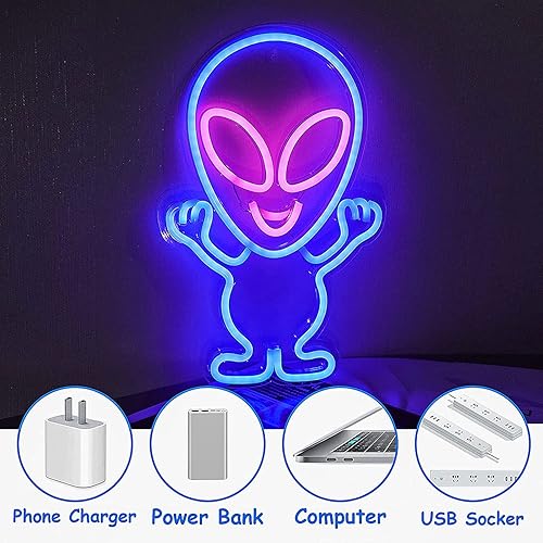 Miniatura 3 de Luz LED de neón alienígena alimentada por USB, lámpara de noche decorativa, regalo innovador para bar en casa, letrero de luces de neón para