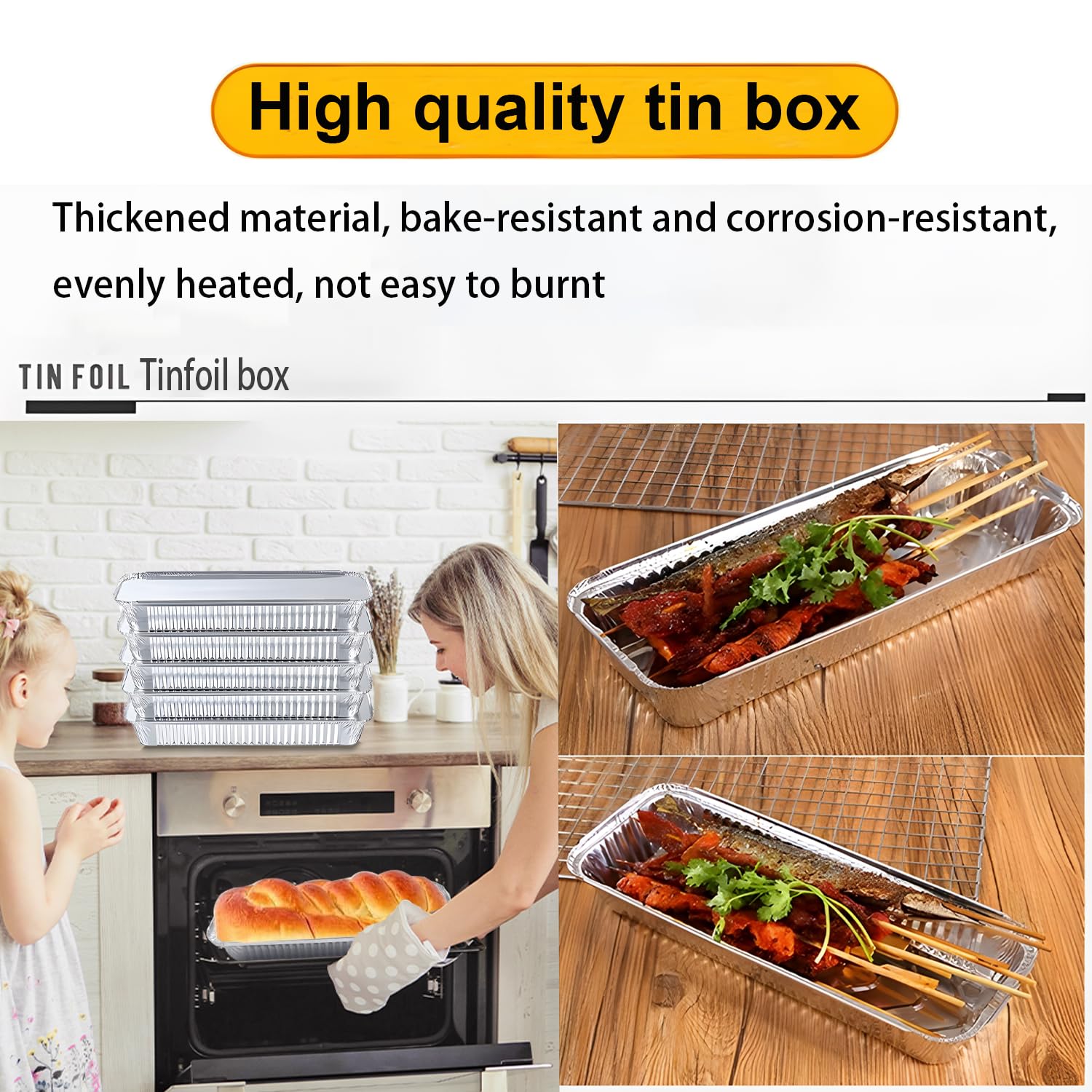 20 Pièces Barquette Aluminium avec Couvercle,35x12x5.3cm,1350ml Barquette Alimentaire Barbecue pour Cuisiner,Griller,Cuire.