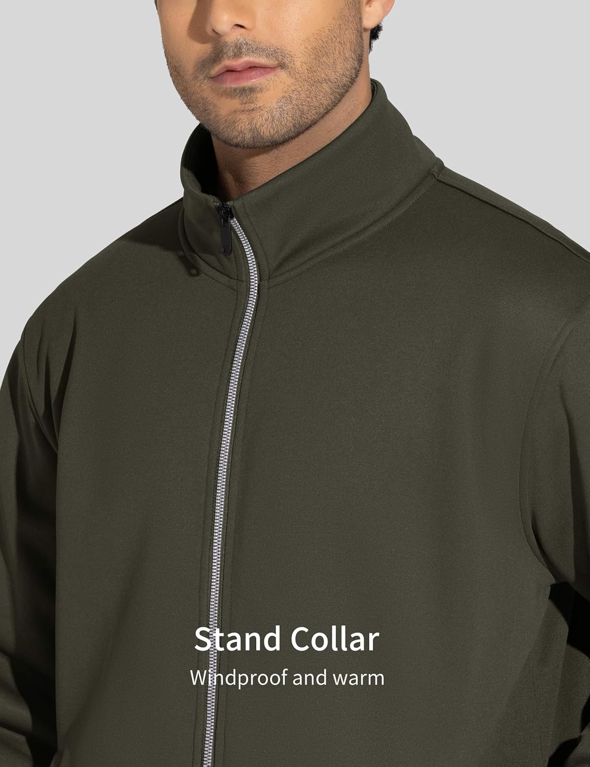THE GYM PEOPLE Men's Fleece Full Zip Up Sweatshirts Mock Neck Long Sleeves Workout Jacket with Pockets - Image 4