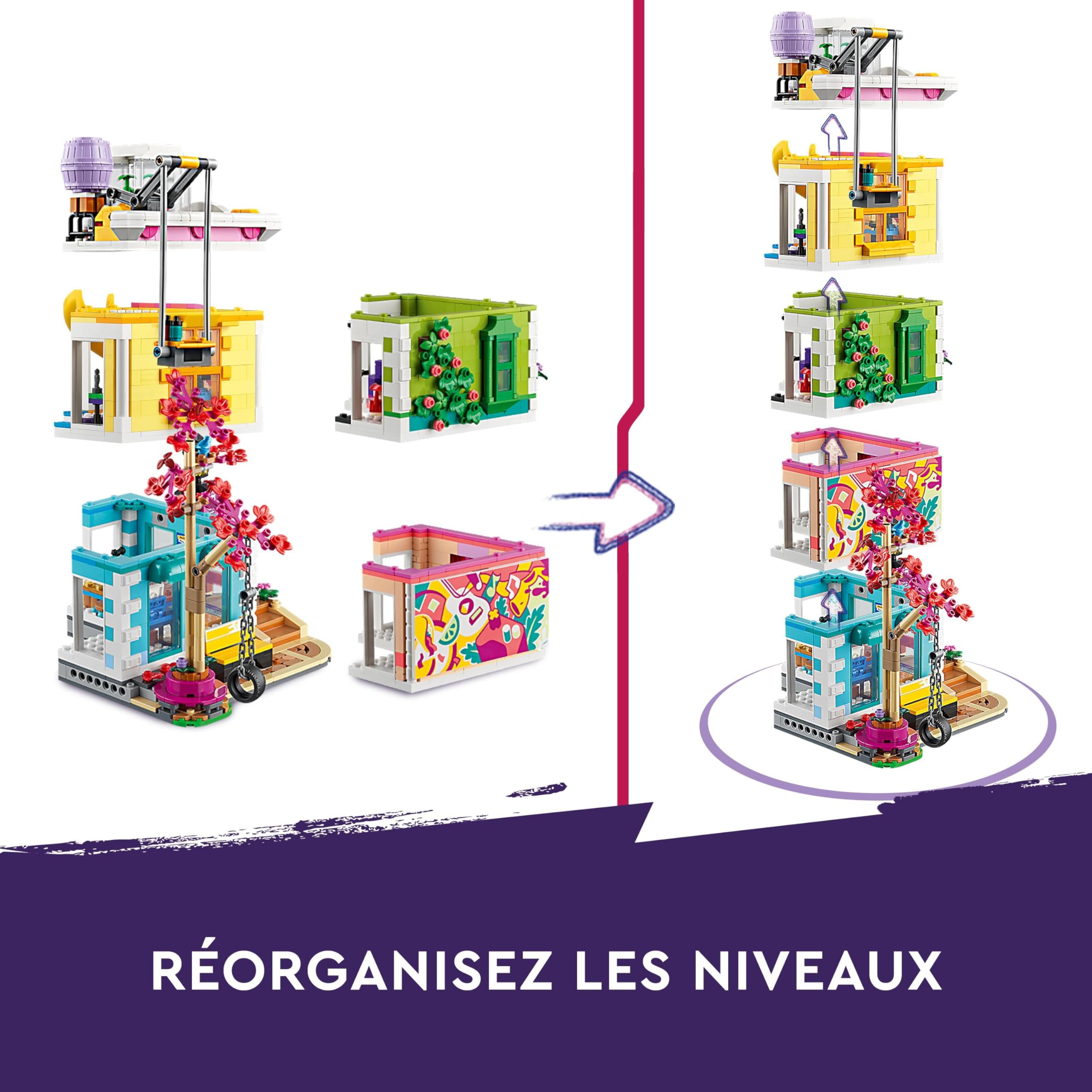 LEGO Friends Le Centre Collectif de Heartlake City - Jouet de Construction Modulaire à 5 Étages - 6 Mini-Poupées, 1 Figurine de Chien & Plein d'Accessoires Originaux - Cadeau pour Fille 9 Ans 41748