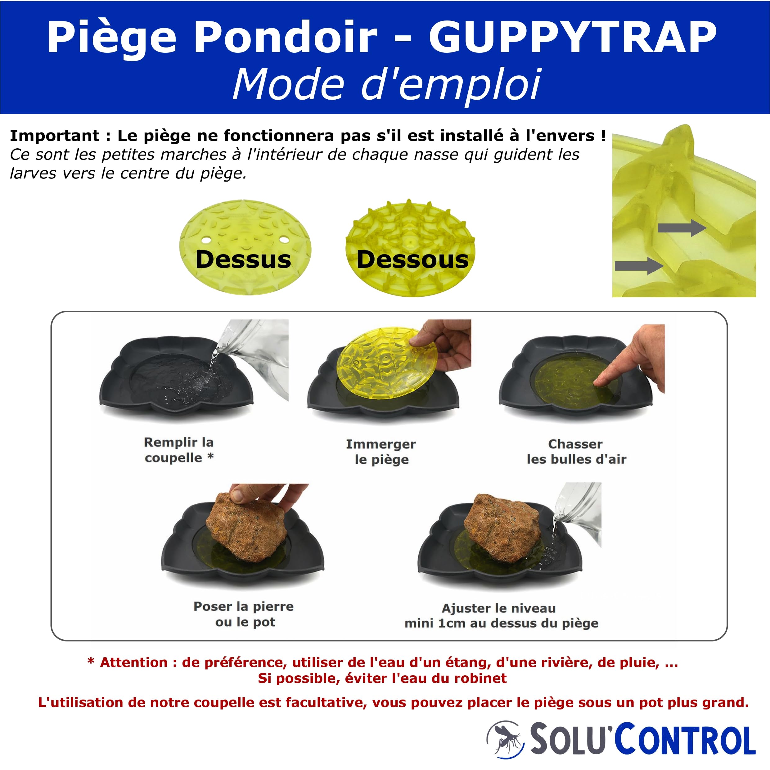 2 Guppy Trap + 2 coupelles, Piège Pondoir à Moustiques Écologique, sans Insecticide, sans Adhésif, Médaille d'argent Concours Lépine 2023, Fabriqué en France