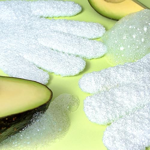 Miniatura 6 de EcoTools Guantes exfoliantes suaves para baño y ducha con aceite de aguacate, guantes corporales exfoliantes para piel suave, para jabón corporal y