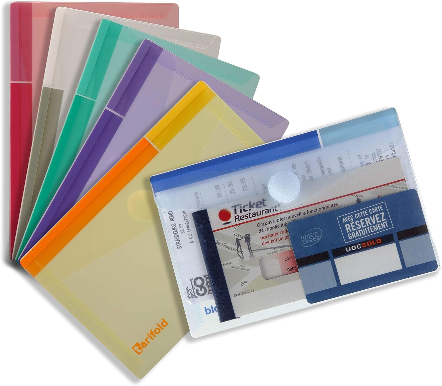 DJOIS by Tarifold A6 Document Holder with Closure, Assorted Colors, 6-Pack – 6.25" x 4.5" (#510289)