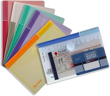DJOIS by Tarifold A6 Document Holder with Closure, Assorted Colors, 6-Pack 6.25" x 4.5" #510289
