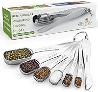 SpringChef Stainless Steel Measuring Spoons Set of 7 with Leveler - Fits Spice Jars, Nesting, Rust-Proof for Precise Baking & Cooking