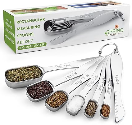 Spring Chef Stainless Steel Measuring Spoons Set of 7 with Leveler