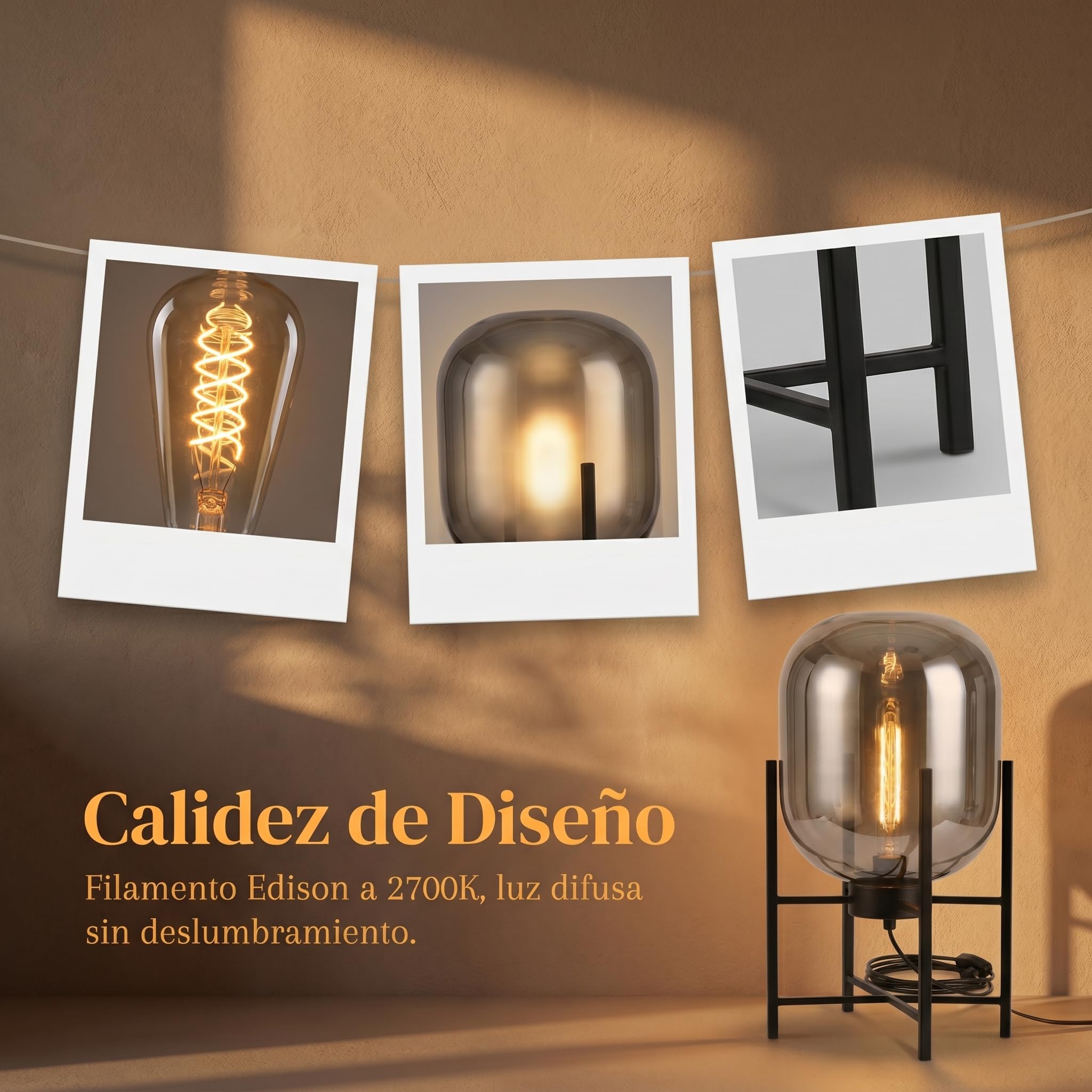 BARCELONA LED Lampada da Tavolo o da Terra SMALL CRAFTY E27 Vetro Grigio Fumé Alluminio Nero Opaco Illuminazione d’Ambiente Decorativa Design Moderno per Soggiorno Camera da Letto Studio Hotel