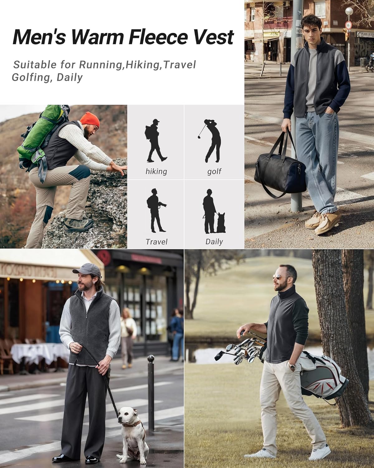 Outdoor Ventures Men's Full-Zip Polar Fleece Vest Outerwear Lightweight Warm Casual Sleeveless Jacket for Fall & Winter - Image 7