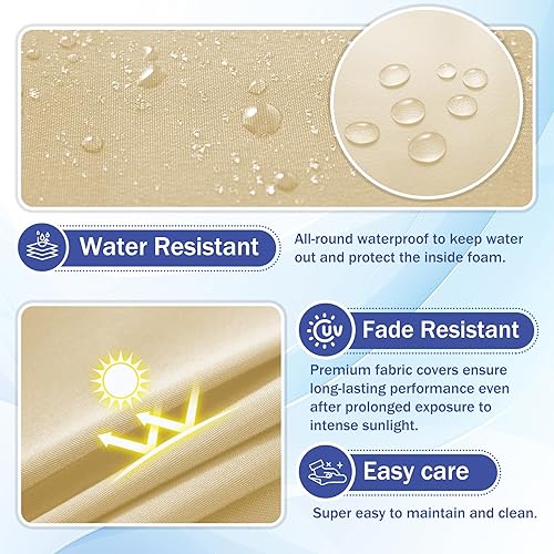 Miniatura 3 de Juego de 4 cojines para sillas de exterior, cojines impermeables para sillas de patio, 19 x 19 x 3 pulgadas, cojín de patio para muebles de