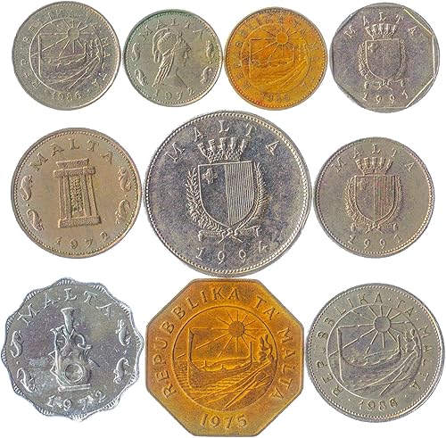 Miniatura 4 de Malta 10 monedas mixtas  Moneda maltesa  Mils  Centros  Desde 1972