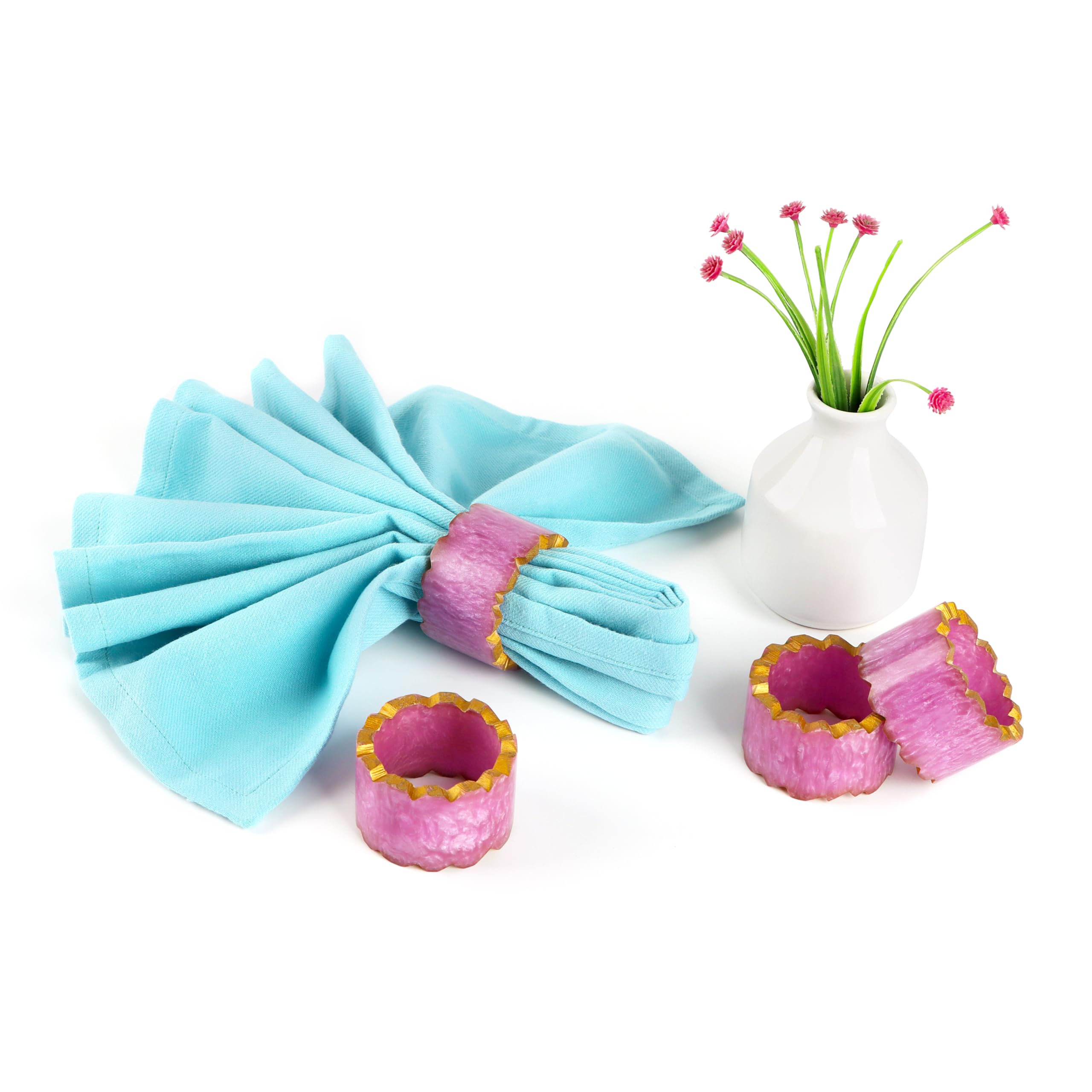 Napkin Rings Set of 12 - Epoxy Napkin Rings Napkin Ring Holder Table Decoration Handmade Napkin Ring Farmhouse Napkin Ring Napkin Rings Bulk for Dinning Table - Blush Golden