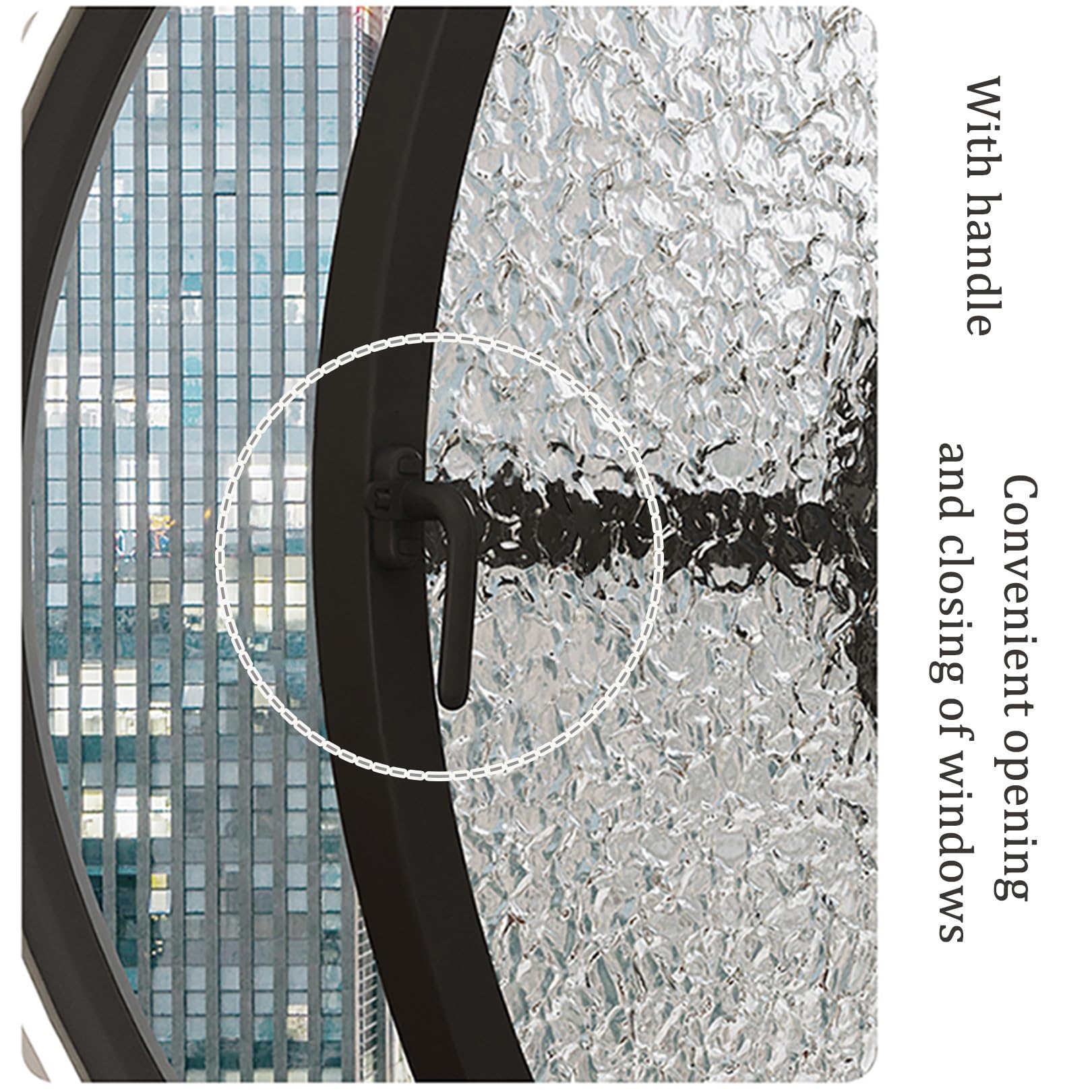 Ventana de ventilación giratoria 360° de Vidrio Templado con manija – versión empotrada para ventilación Interior de baños y sótanos, Blanca, 80 cm, diseño Robusto