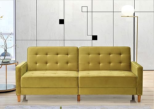 Miniatura 9 de Container Furniture Direct Nia - Sofá cama tapizado de terciopelo moderno, color rosa