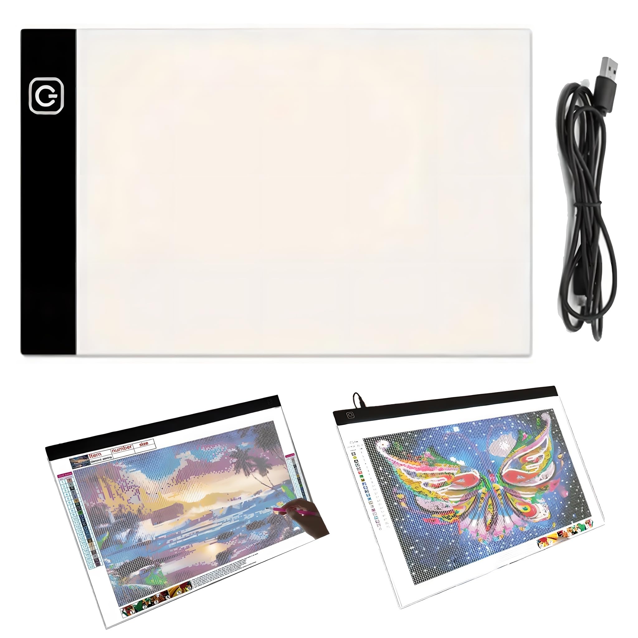 Tavola Luminosa Portatile A4 Ultra-Sottile con LED, Regolabile, per tracciatura Artistica, Artigianato, Schizzi, Visione a Raggi X e Pittura a Diamante, per artisti e disegnatori 3 Level dimming A2