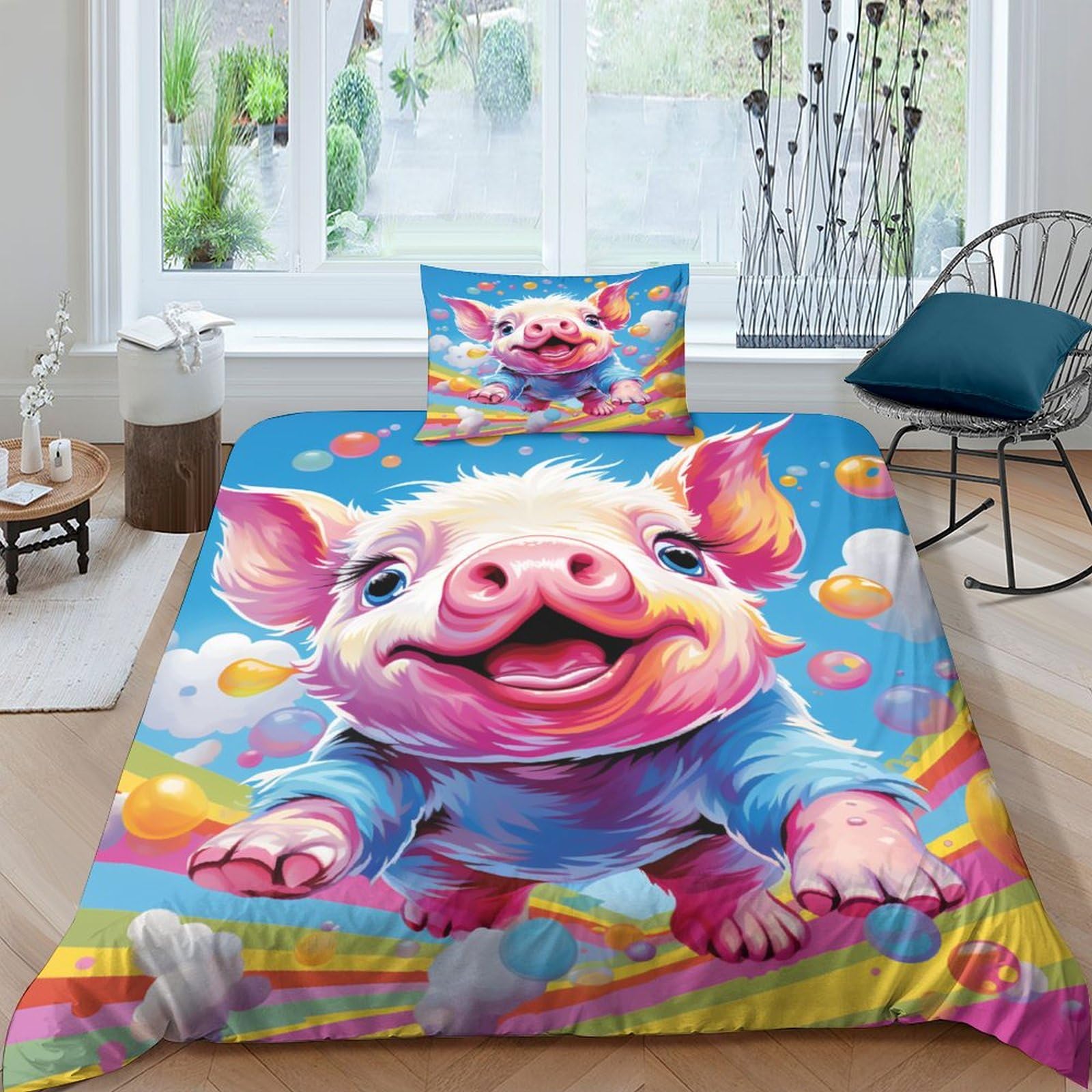 Housses de couettes Le Petit Cochon pour lit simple enfant respirante