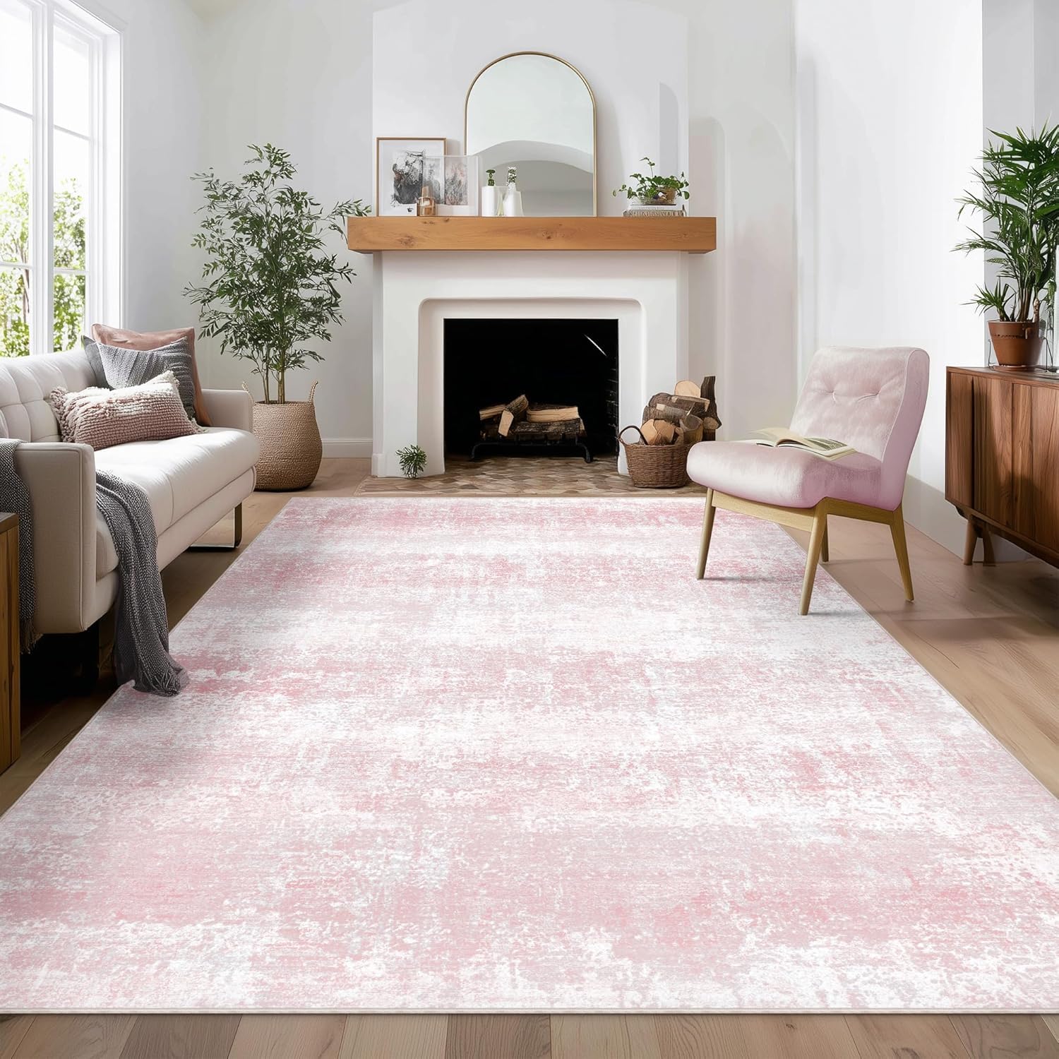 Tapis pour salle à manger et cuisine rose moderne 120x180