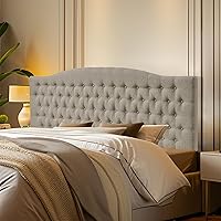 Furpopup Linen Upholstered King/Cal King Headboard - Tufted Wall or Bed Frame Mount, High-Density Foam Padding, Easy 15-Min Install