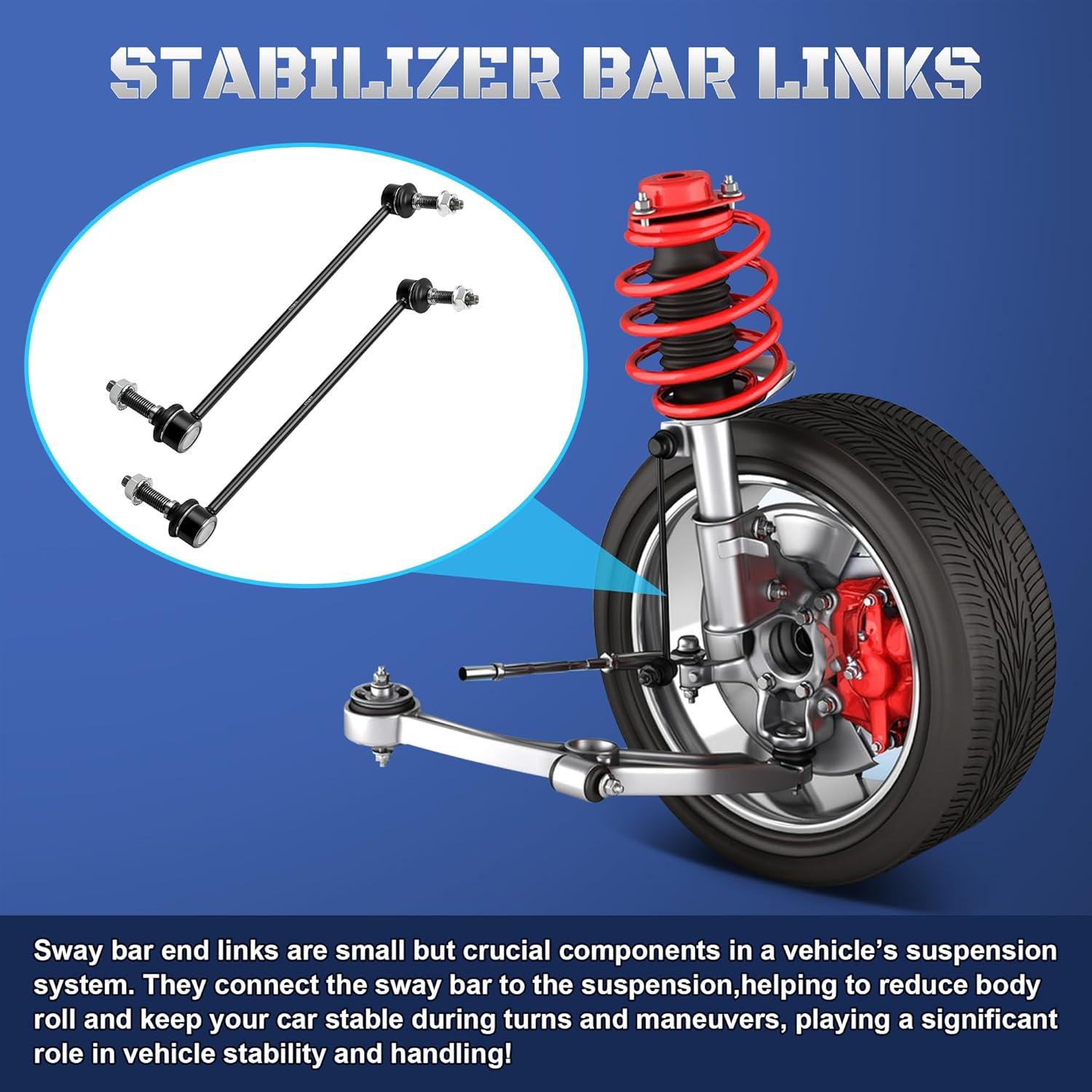 Set of 2 Front Stabilizer Sway Bar End Links Compatible with Ford Explorer Police Interceptor Utility 2011 2012 2013 2014 2015 2016 2017 2018 2019 Replaces K750617, K750616, BB5Z5K483A