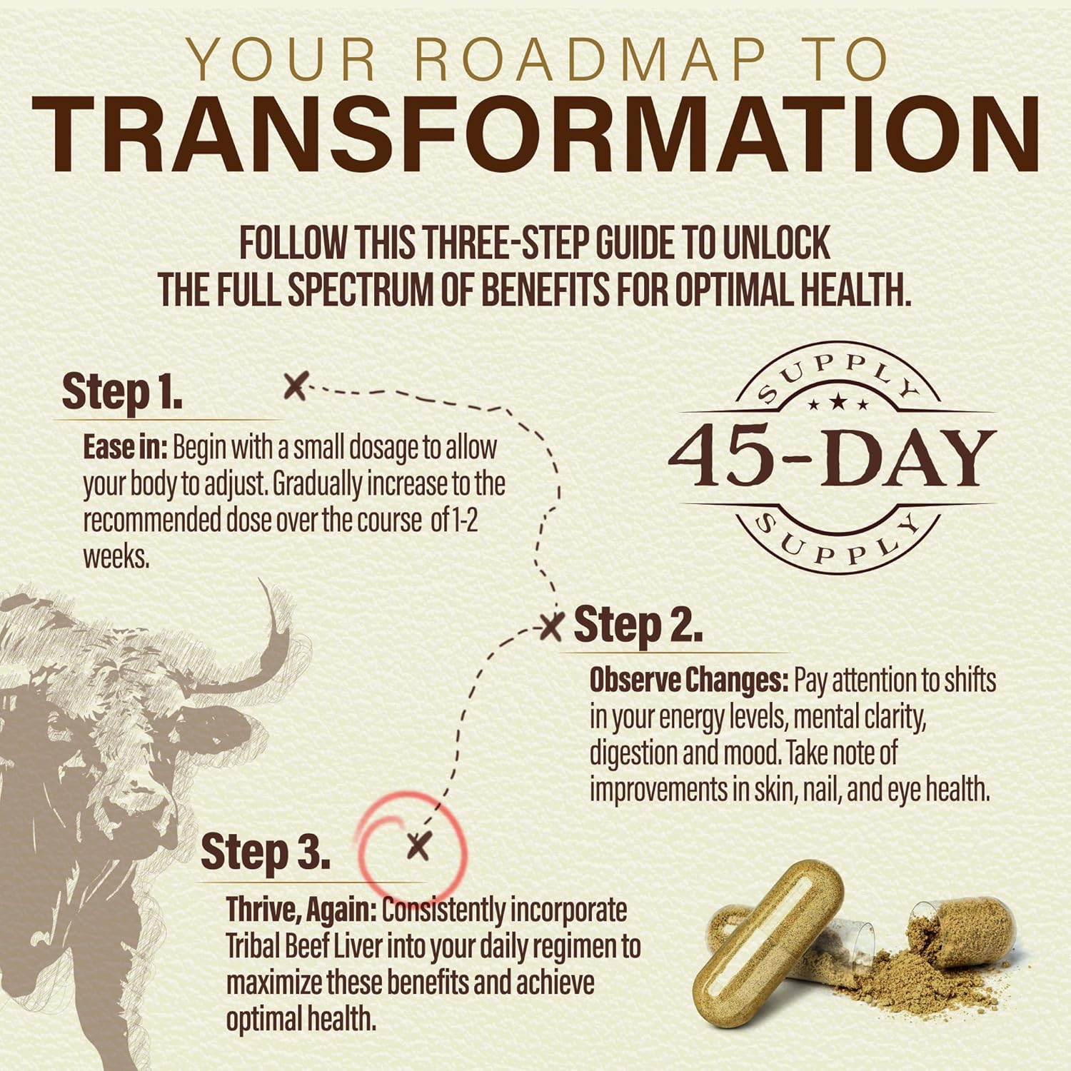 Grass Fed Beef Liver Capsules, 45-Day Supply, Key Nutrients for Enhanced Energy, Mental Clarity & Mood, 100% Pasture-Raised & Hormone-Free, 180 Freeze Dried Liver Pills (3000 mg)