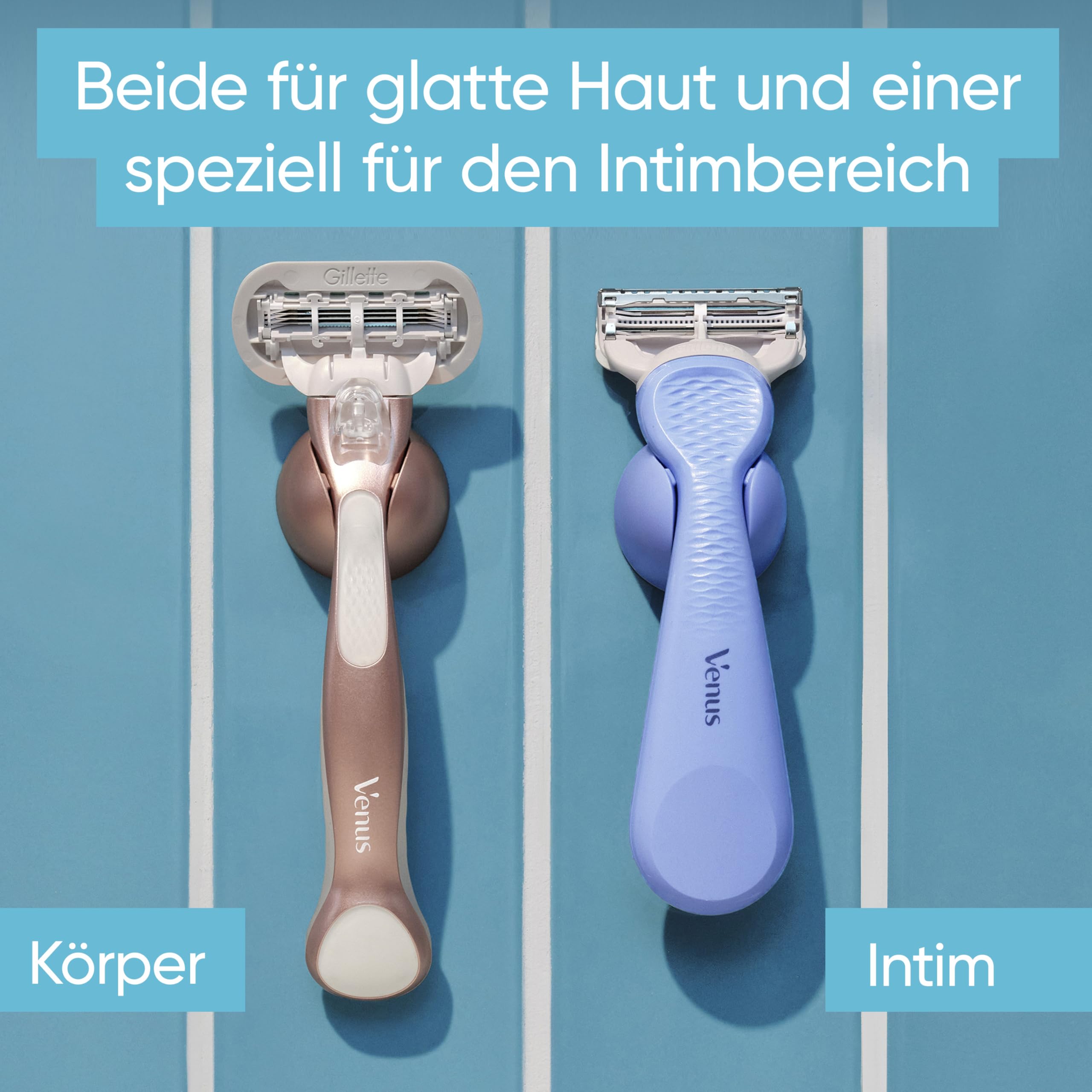 Gillette Venus Intimate Rasierer Damen, Hellblau - Damenrasierer für Den Intimbereich, Intimrasierer für Frauen, Nassrasierer, Inkl. 5 Rasierklingen, Handstück und Duschhalterung