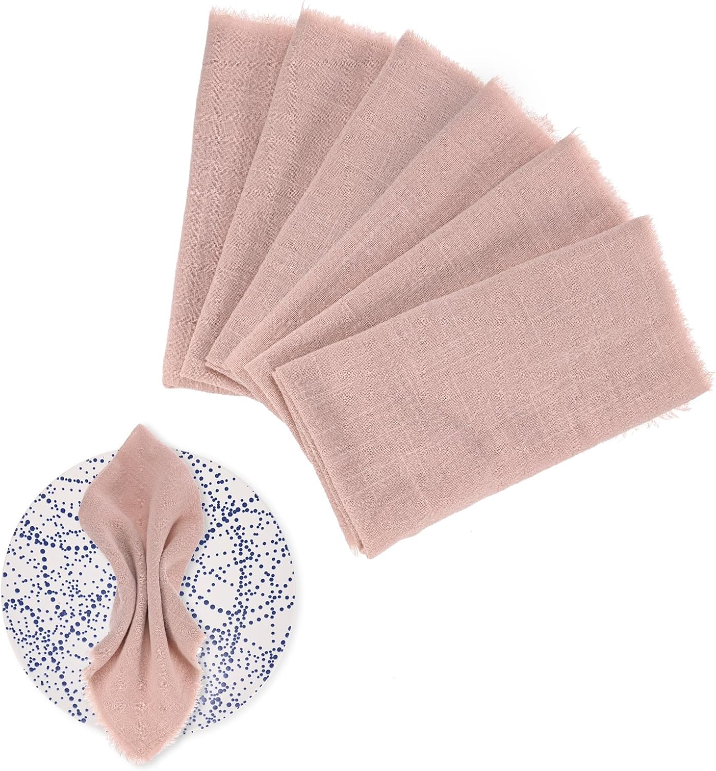 M METERXITY 6 Servilletas de Tela Algodón 42x42 cm Lavables Rosa Melocotón