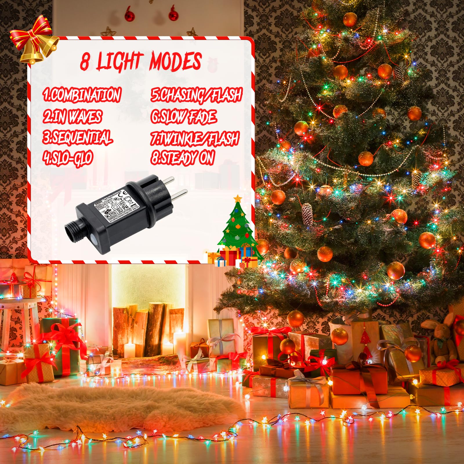 Trasformatore Per Luci Di Natale 31V 6W - 8 Modalità, Timer 6h/18h, Impermeabile IP44, Per Luci A LED (2 Pezzi)