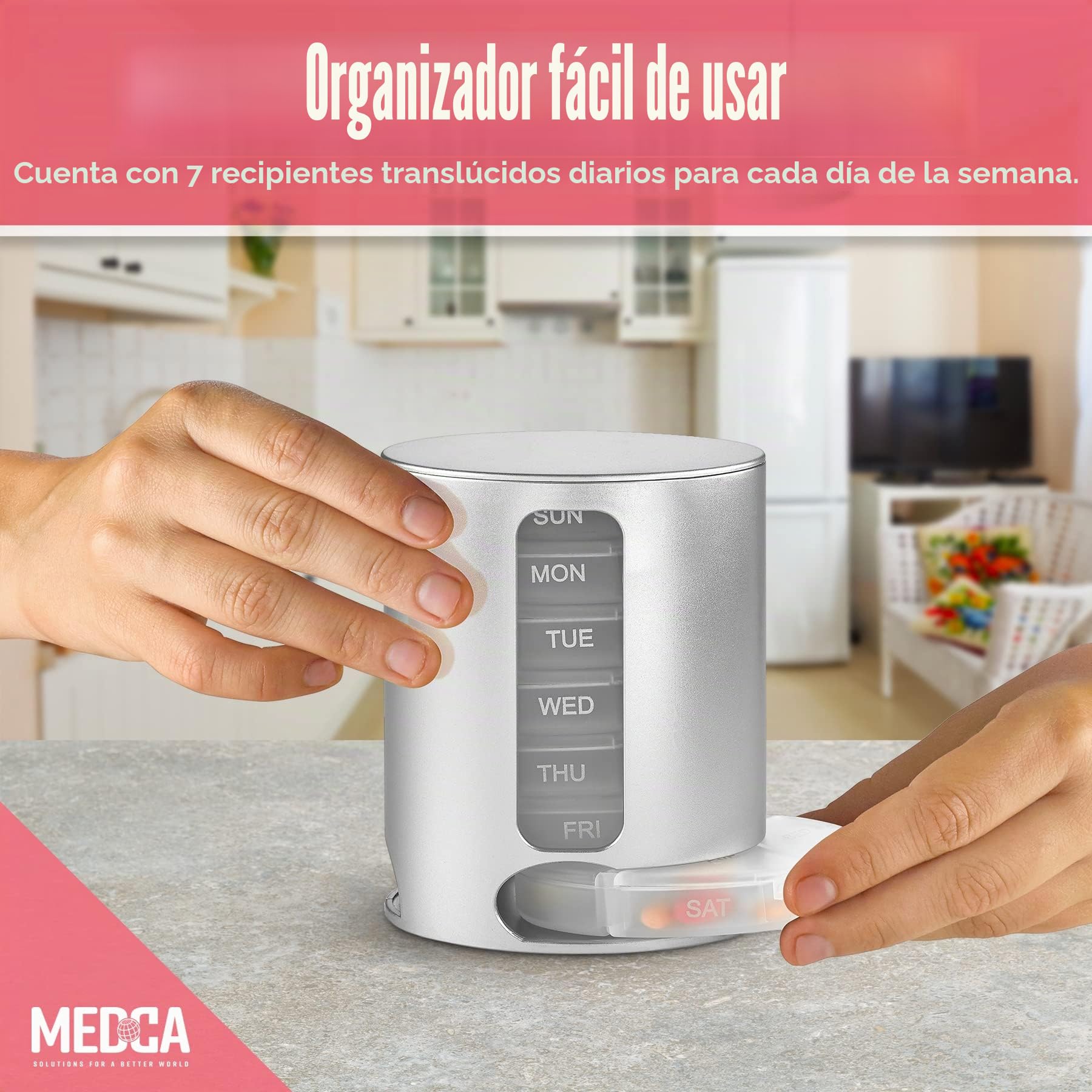 Organizador de píldoras diario apilable, recordatorio semanal de medicamentos con 7 cajas de apilamiento individuales