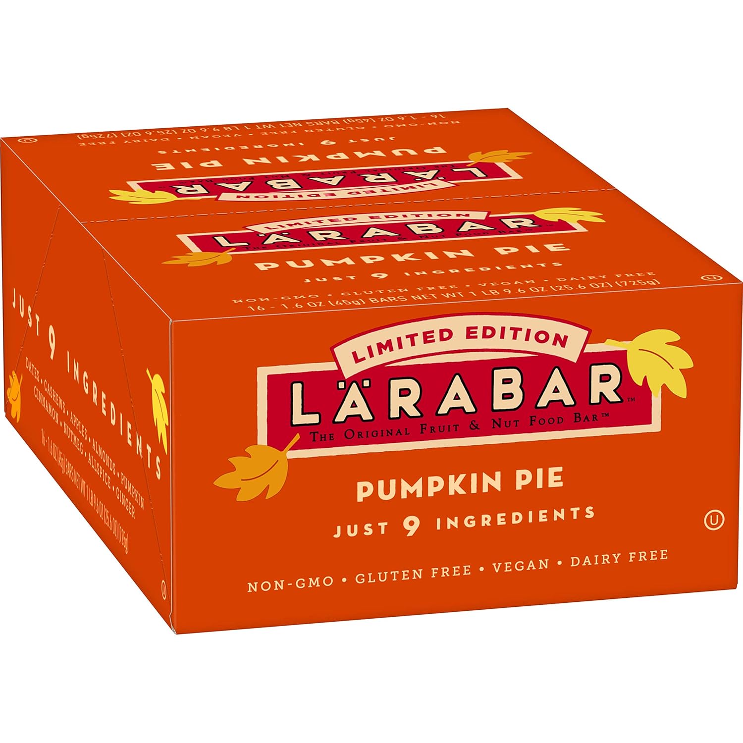 Larabar Pumpkin Pie, Gluten Free Vegan Fruit & Nut Bar, 1.6
