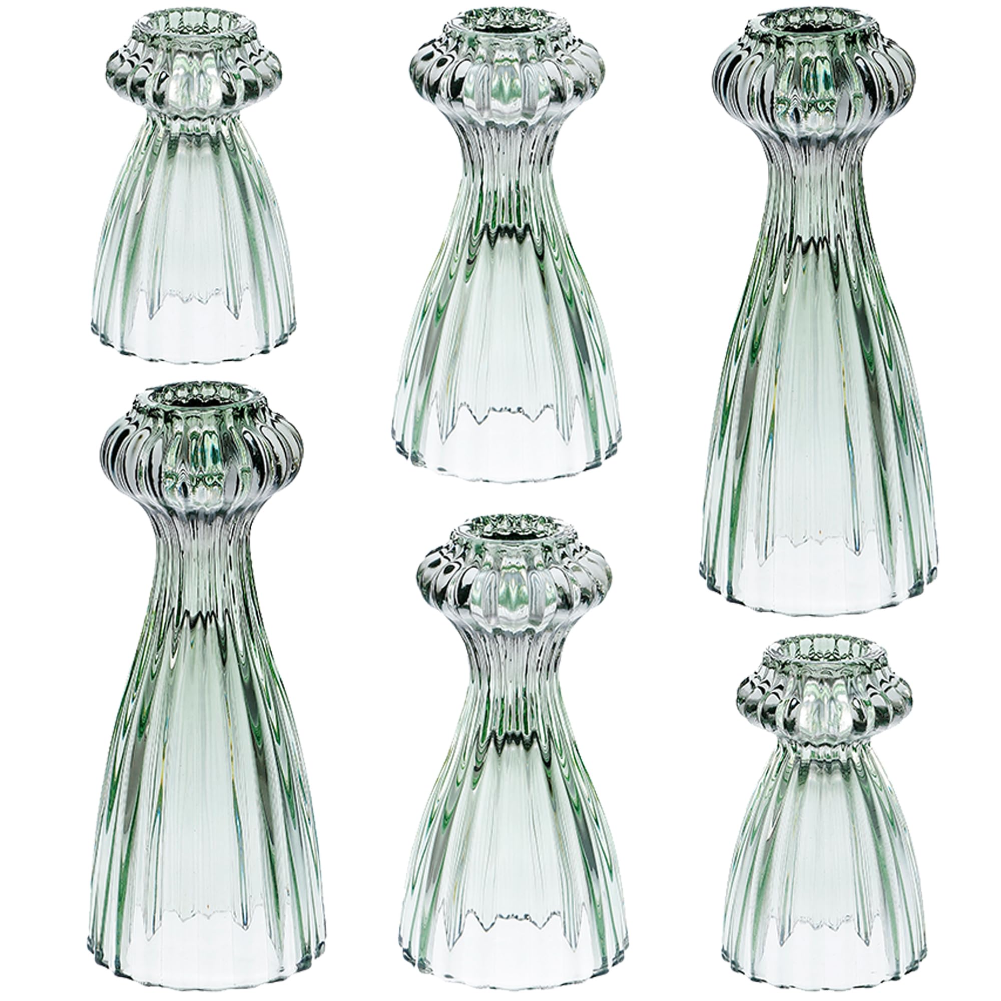 Lysenn Glass Candle Stick Holder Set of 3 – Premium Taper Candle Holders for Romantic Ambiance - Candle Sticks Holder Decor for Special Occasions - Green