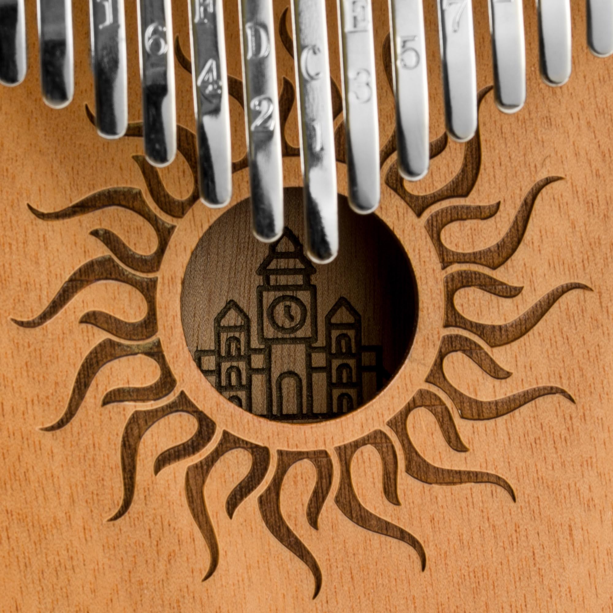 Retropolis Kalimba 17 Tonów C-Dur – Instrument Muzyczny z Drewna Mahoń z Etui i Akcesoriami – Kalimba dla Początkujących i Zaawansowanych (Naturalny machoń)