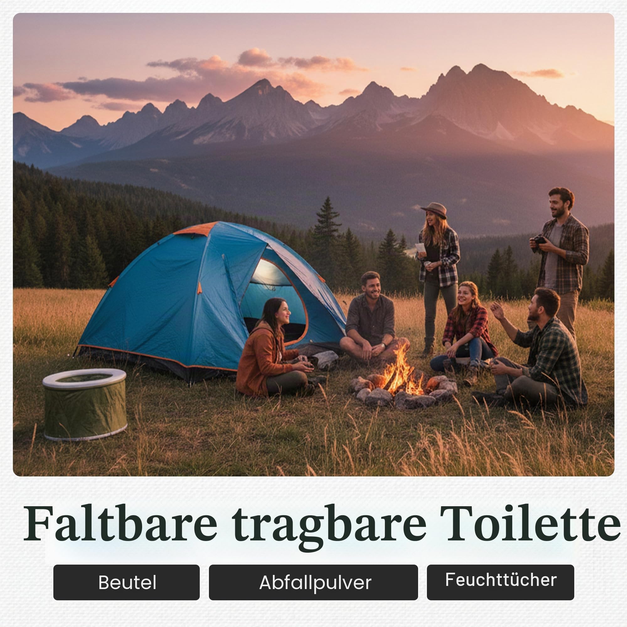 Bivvy Loo Campingtoilette, tragbar, faltbar, max Tragfähigkeit ca. 140 kg, für Camping, Angeln
